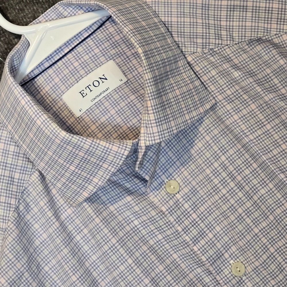 Eton Contemporary Multicolor Plaid Long Sleeve Shirt Size 41 / 16‎ Large
